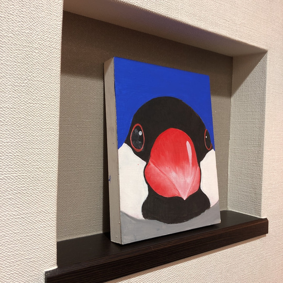 【送料無料】アクリル画「並文鳥」 3枚目の画像