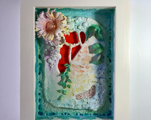 原画 アクリル着色 紙粘土絵画「朝のひかり」 吉田美香