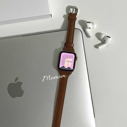 Apple Watch スリムレザーベルト ブラウン 全サイズ対応 1枚目の画像