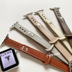 Apple Watch レザーボタンベルト ホワイト 全サイズ対応 5枚目の画像