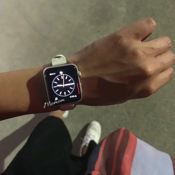 Apple Watch レザーボタンベルト ホワイト 全サイズ対応 9枚目の画像