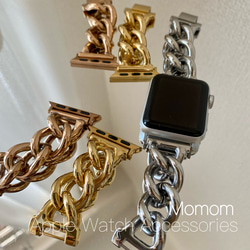 Apple Watch 3Dチェーンベルト シルバー 全サイズ対応 ブレスレット