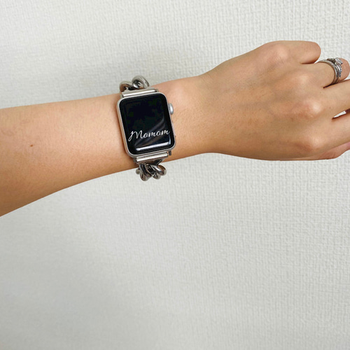 Apple Watch 3Dチェーンベルト シルバー 全サイズ対応 ブレスレット ...