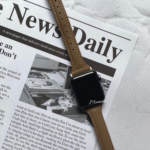 【新品】Apple Watch対応レザーベルト(グレージュ) HERMES（エルメス） Apple Watch ストラップ ベルト Y刻印 レザー