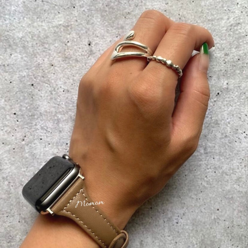 【新品】Apple Watch対応レザーベルト(グレージュ) Apple Watch スリムレザーベルト グレージュ ブレスレット Momom 通販
