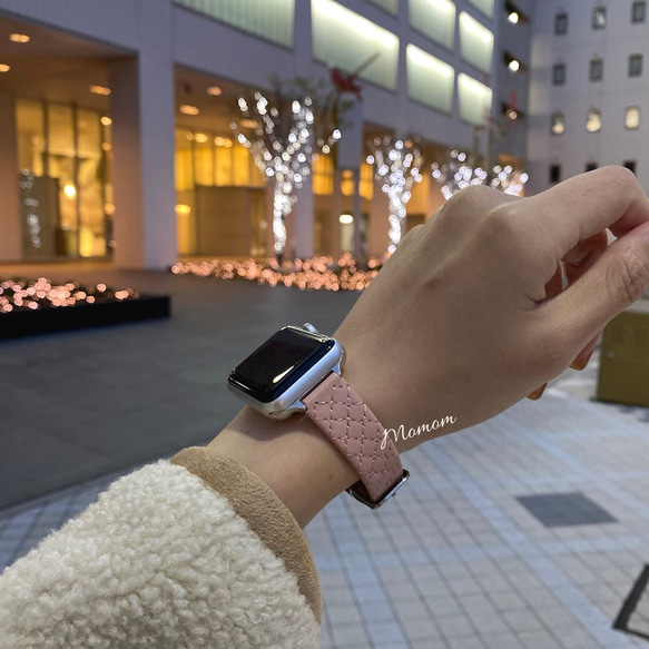 Apple Watch キルティングベルト ピンク 3枚目の画像