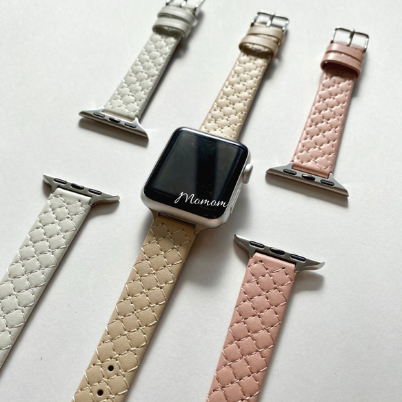 Apple Watch キルティングベルト ピンク 6枚目の画像
