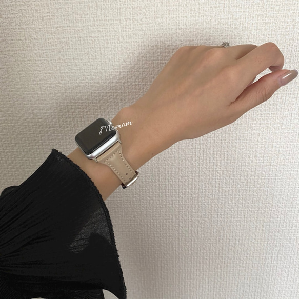 Apple Watch スリムレザーベルト ライトベージュ 2枚目の画像