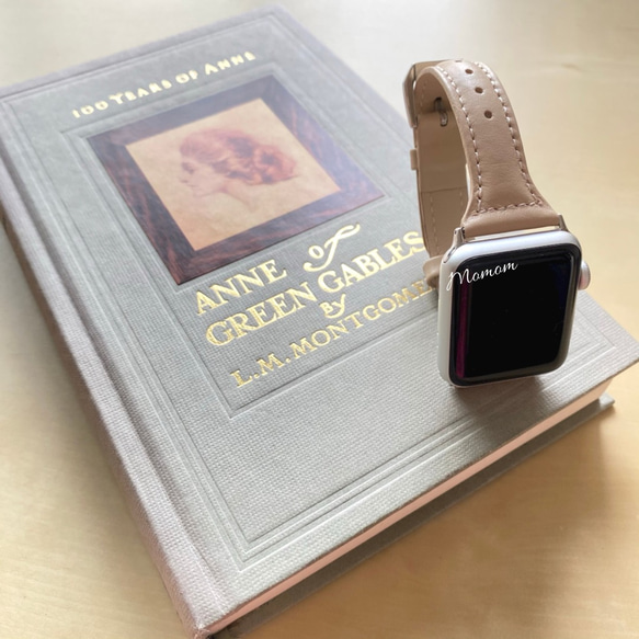 Apple Watch スリムレザーベルト ライトベージュ 4枚目の画像