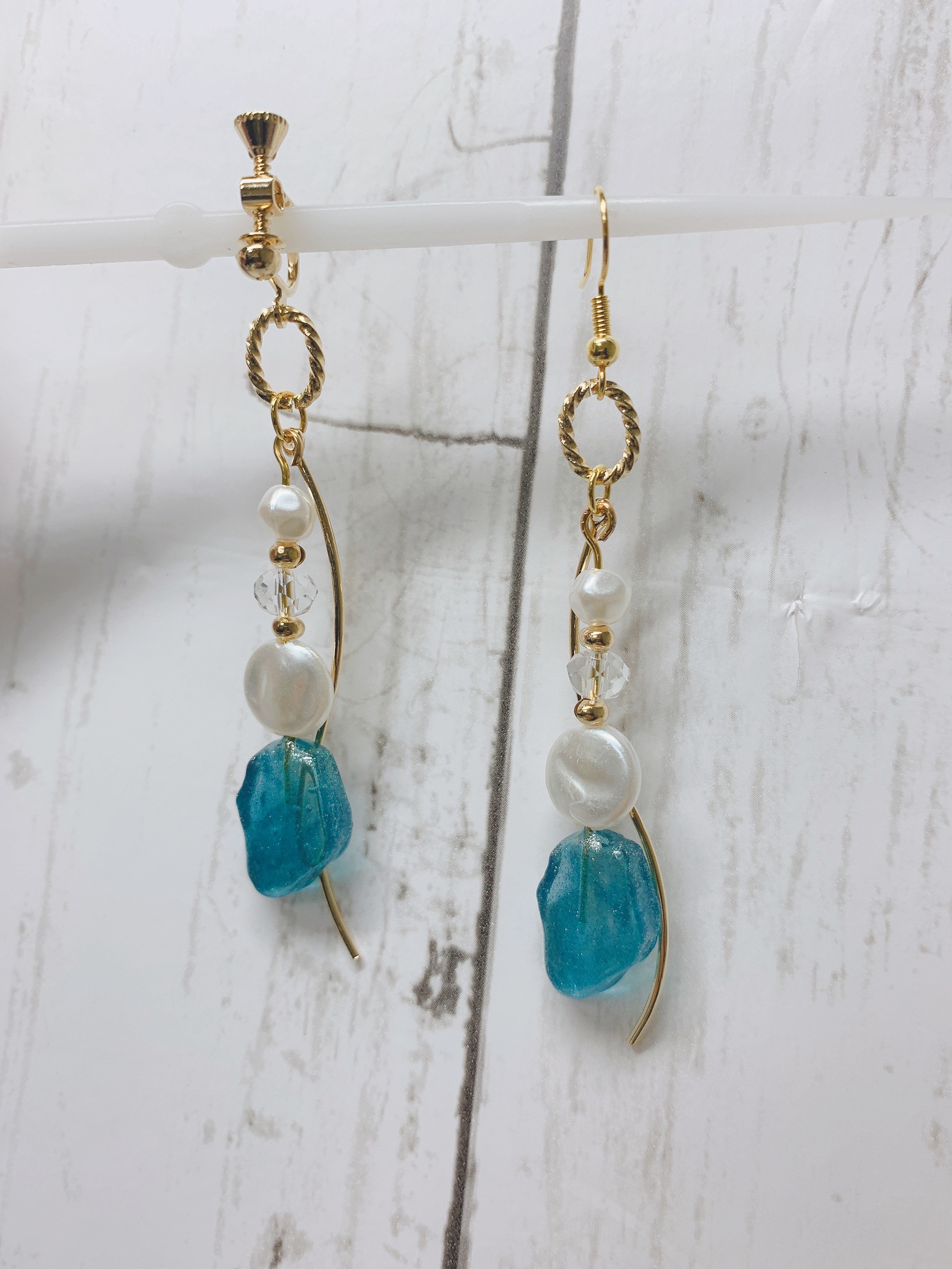 ブルーラメ♪ハンドメイドピアス♪イヤリング ピアス（その他） Ktc  