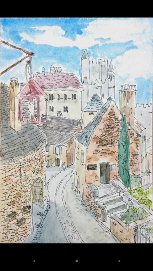 風景画 水彩画 ヨーロッパの街並み 直筆原画 絵画 NH 通販