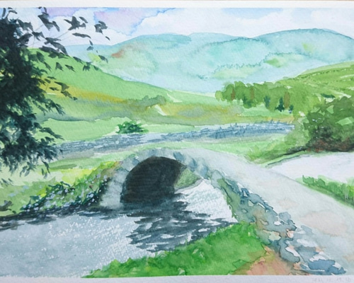 水彩画 ヨーロッパ 田舎 田園 風景画 直筆原画 絵画 NH 通販