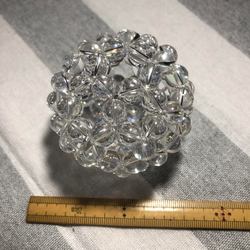 神聖幾何学フラーレン 10mm玉 天然水晶×オーロラクリスタル 立体