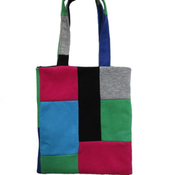 MULTI PATCH WORK HAND SIZE TOTE BAG / COLOR / MULTI GREEN 3枚目の画像