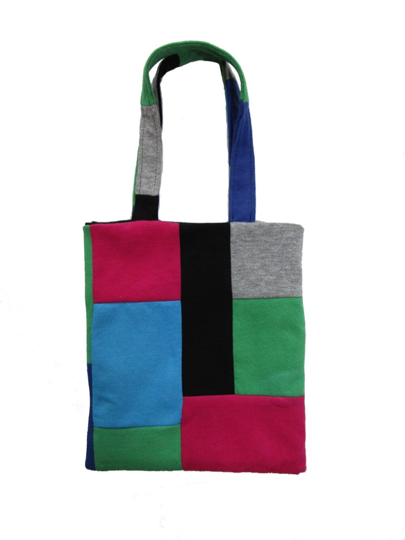 MULTI PATCH WORK HAND SIZE TOTE BAG / COLOR / MULTI GREEN 3枚目の画像