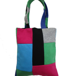 MULTI PATCH WORK HAND SIZE TOTE BAG / COLOR / MULTI GREEN 6枚目の画像