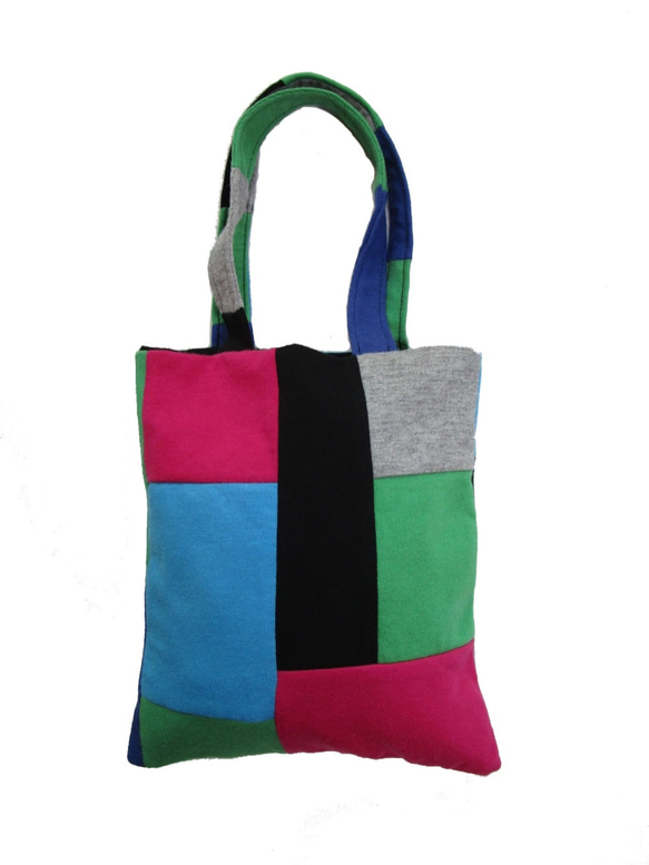 MULTI PATCH WORK HAND SIZE TOTE BAG / COLOR / MULTI GREEN 6枚目の画像