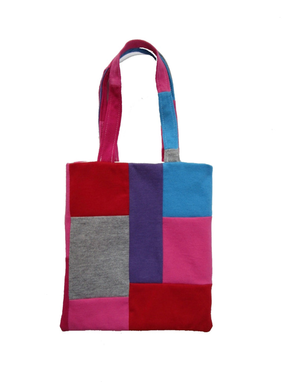 MULTI PATCH WORK HAND SIZE TOTE BAG / COLOR / MULTI PINK 3枚目の画像