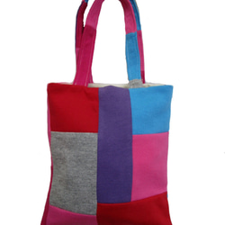 MULTI PATCH WORK HAND SIZE TOTE BAG / COLOR / MULTI PINK 6枚目の画像