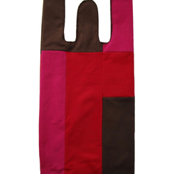 MEDIUM TETRIS PATCH WORK CONVENI BAG / BROWN X RED X MAGENTA 3枚目の画像