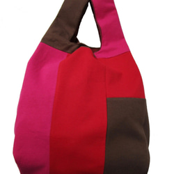 MEDIUM TETRIS PATCH WORK CONVENI BAG / BROWN X RED X MAGENTA 5枚目の画像