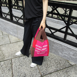 MEDIUM TETRIS PATCH WORK CONVENI BAG / BROWN X RED X MAGENTA 7枚目の画像