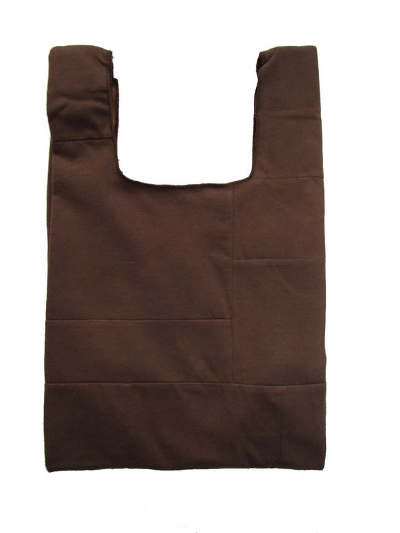 BICOLOR PATCH WORK CHUBBY TOTE BAG/ COLOR / BROWN X RED 3枚目の画像