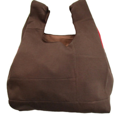 BICOLOR PATCH WORK CHUBBY TOTE BAG/ COLOR / BROWN X RED 5枚目の画像