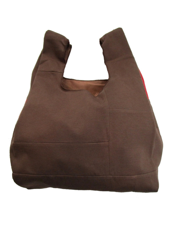 BICOLOR PATCH WORK CHUBBY TOTE BAG/ COLOR / BROWN X RED 5枚目の画像