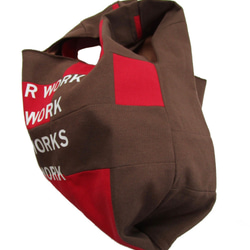 BICOLOR PATCH WORK CHUBBY TOTE BAG/ COLOR / BROWN X RED 6枚目の画像