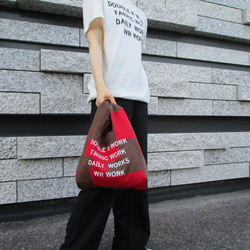 BICOLOR PATCH WORK CHUBBY TOTE BAG/ COLOR / BROWN X RED 7枚目の画像