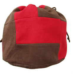 BICOLOR PATCH WORK DRAWSTRING BAG / COLOR / BROWN X RED 4枚目の画像