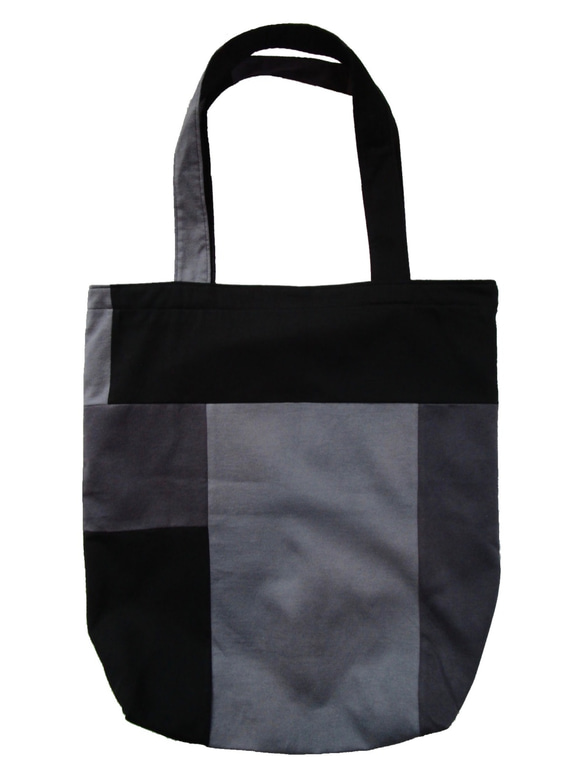 PATCH WORK TOTE BAG / COLOR / BLACK X CHARCOAL X GRAY 3枚目の画像