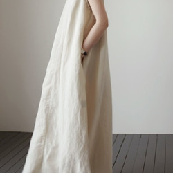 ♪綿とリネンのベストドレス   ロングVネック気質ルーズロングスカート 3枚目の画像