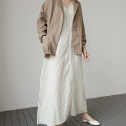 ♪綿とリネンのベストドレス   ロングVネック気質ルーズロングスカート 4枚目の画像