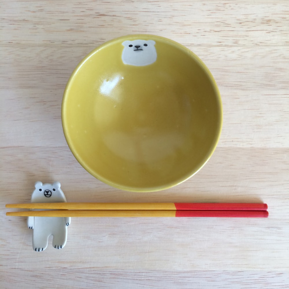 シロクマの茶碗(イエロー） 5枚目の画像