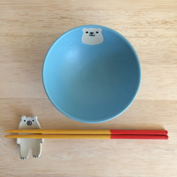 シロクマの茶碗(トルコブルーマット） 5枚目の画像