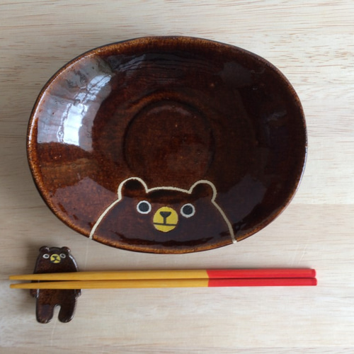 マザキユキ・クマ型陶器皿セット マザキユキ・クマ型陶器皿セット マザキユキ くま 小皿 クマ 熊 クマの