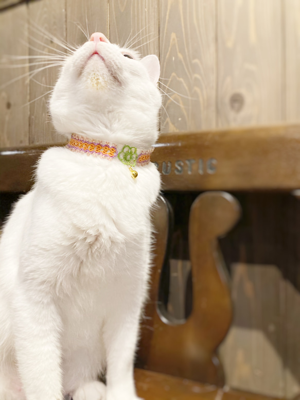 【猫首輪】タティングレースの首輪　チャリティ作品 9枚目の画像