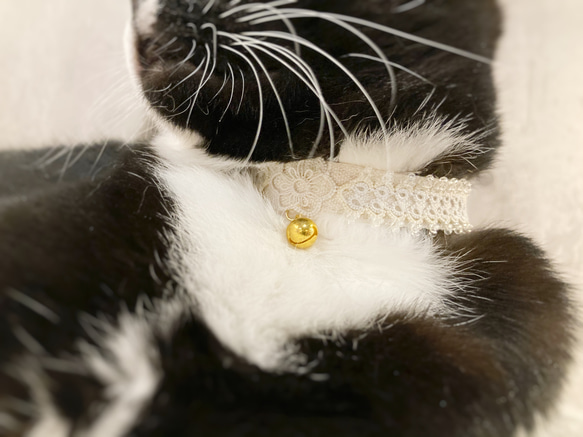 【猫首輪】タティングレースの首輪　チャリティ作品 10枚目の画像