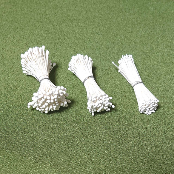 ペップ 素玉 白 セット（中、小、極小）140本×3 つまみ細工の花芯などに 2枚目の画像