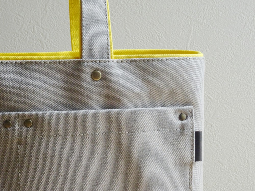 2色づかいの帆布トート《A4横》アイスグレー×イエロー