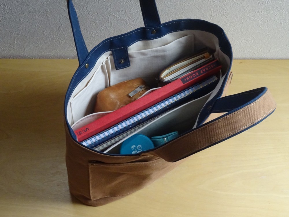 2色づかいの帆布トート《A4横》アイスグレー×イエロー