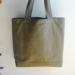 【受注製作】《おうちで洗える》Everyday Canvas Tote【A4縦】《カーキ》 7枚目の画像