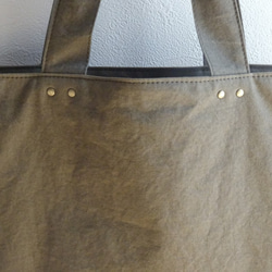 【受注製作】《おうちで洗える》Everyday Canvas Tote【A4縦】《カーキ》 8枚目の画像