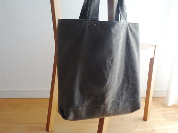 【受注製作】《おうちで洗える》Everyday Canvas Tote【A4縦】《カーキ》 9枚目の画像