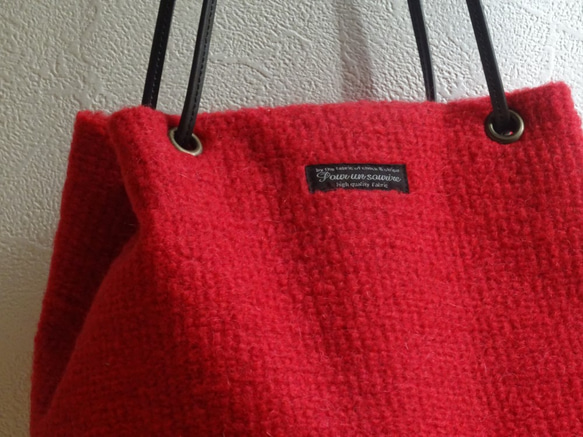 Creema限定★新作★３Wayで使えるイタリア製モヘアの巾着バッグ【ローズピンク】 2枚目の画像