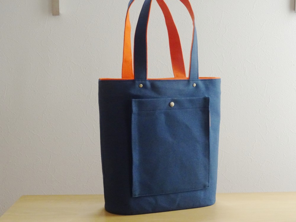 籐と布のトートバッグ 中型 ネイビー bright-l_bl-hmt182900-navy