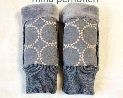未使用 ミナペルホネン ミトン 手袋 受注生産】ハンドウォーマー ミナペルホネン タンバリン グレー 手袋
