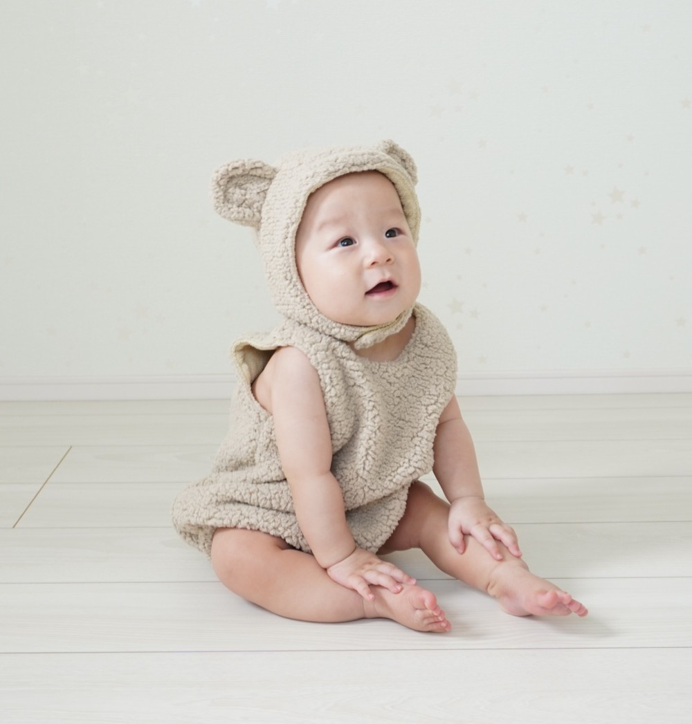 【 ふわもこクマさん ベビーコスチューム セット 】仮装 コスプレ ハロウィン ベビー服 くま耳 ボンネット